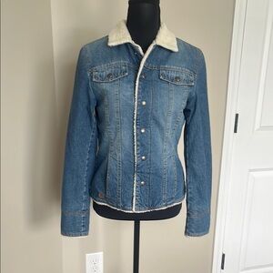 Women's Blue Denim Jacket with Shearling Lining